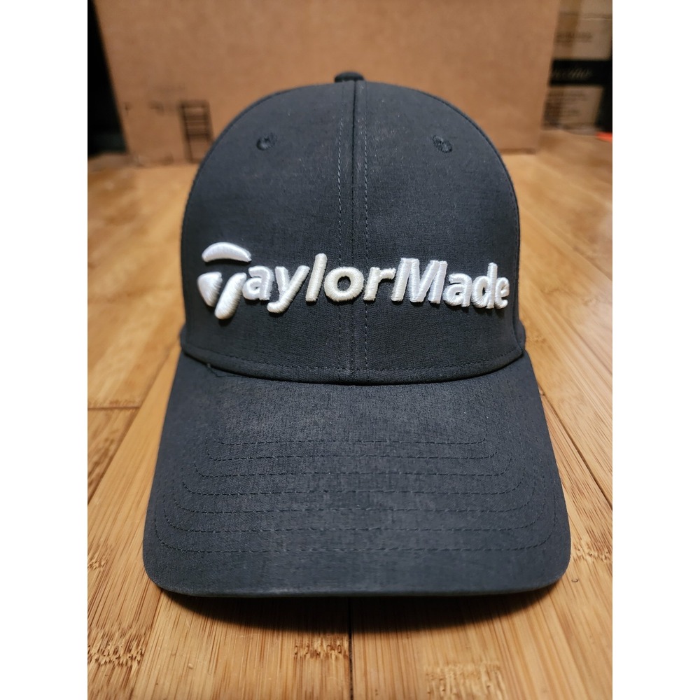 TaylorMade Golf Hat Mens Gray Logo Embroidered Adjustable Cap One Size Spandex